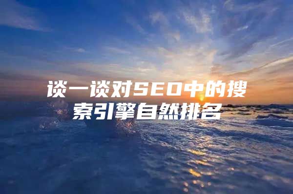 谈一谈对SEO中的搜索引擎自然排名