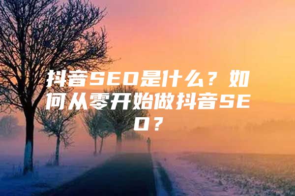 抖音SEO是什么？如何从零开始做抖音SEO？