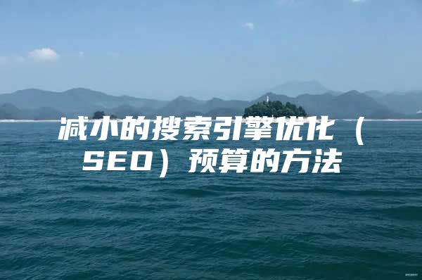 减小的搜索引擎优化（SEO）预算的方法