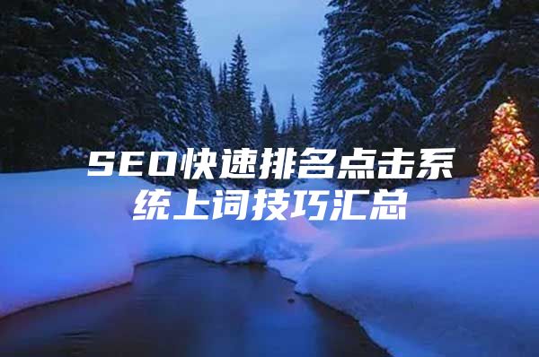 SEO快速排名点击系统上词技巧汇总