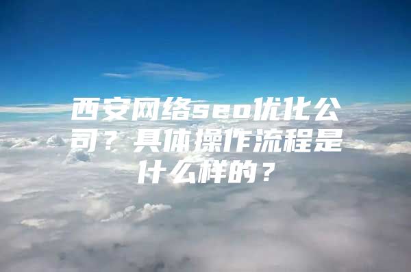 西安网络seo优化公司？具体操作流程是什么样的？