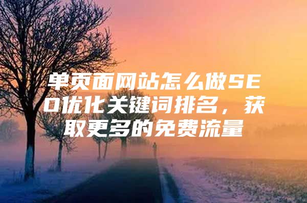 单页面网站怎么做SEO优化关键词排名，获取更多的免费流量