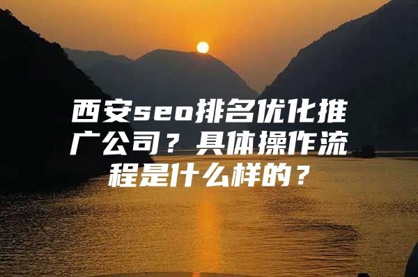 西安seo排名优化推广公司？具体操作流程是什么样的？