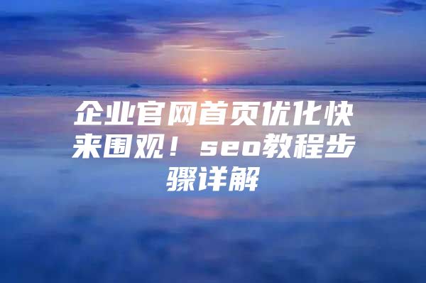 企业官网首页优化快来围观！seo教程步骤详解