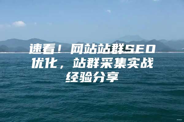 速看！网站站群SEO优化，站群采集实战经验分享