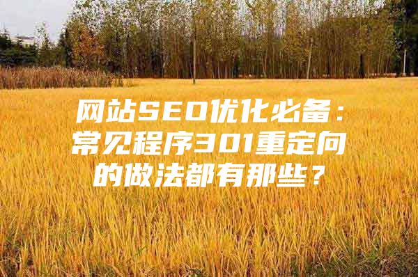 网站SEO优化必备：常见程序301重定向的做法都有那些？