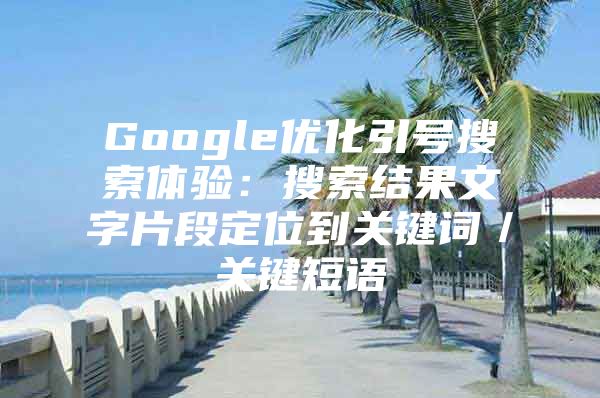 Google优化引号搜索体验：搜索结果文字片段定位到关键词／关键短语