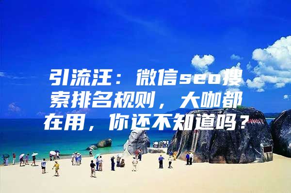 引流汪：微信seo搜索排名规则，大咖都在用，你还不知道吗？