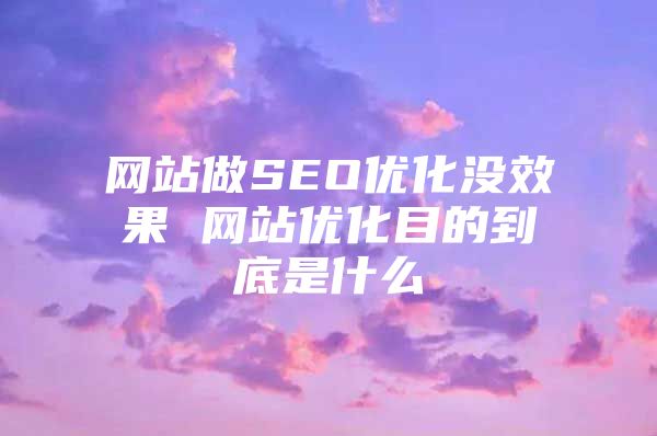 网站做SEO优化没效果 网站优化目的到底是什么