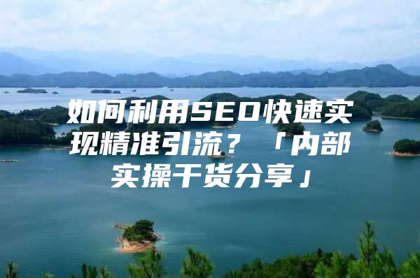 如何利用SEO快速实现精准引流？「内部实操干货分享」