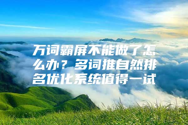 万词霸屏不能做了怎么办？多词推自然排名优化系统值得一试