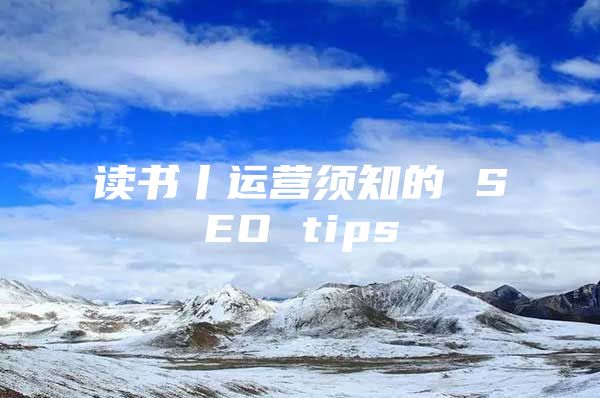 读书丨运营须知的 SEO tips