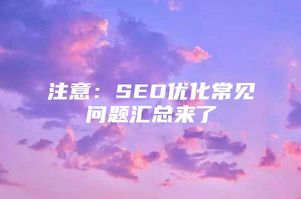 注意：SEO优化常见问题汇总来了