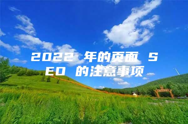 2022 年的页面 SEO 的注意事项