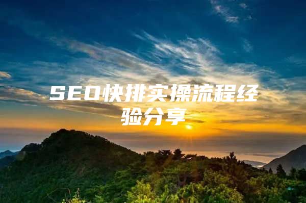 SEO快排实操流程经验分享