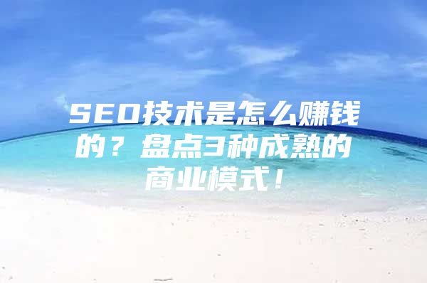 SEO技术是怎么赚钱的？盘点3种成熟的商业模式！