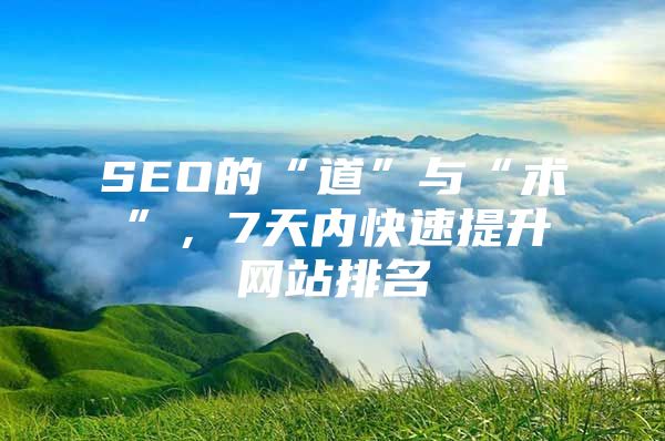 SEO的“道”与“术”，7天内快速提升网站排名