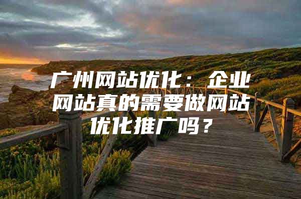 广州网站优化：企业网站真的需要做网站优化推广吗？