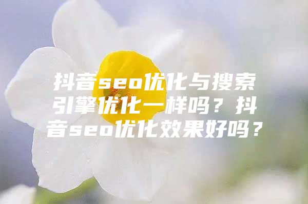 抖音seo优化与搜索引擎优化一样吗？抖音seo优化效果好吗？