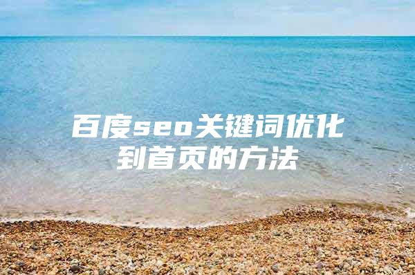 百度seo关键词优化到首页的方法