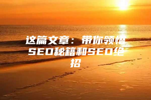 这篇文章：带你领悟SEO秘籍和SEO绝招