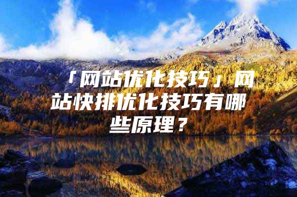 「网站优化技巧」网站快排优化技巧有哪些原理？