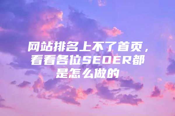 网站排名上不了首页，看看各位SEOER都是怎么做的