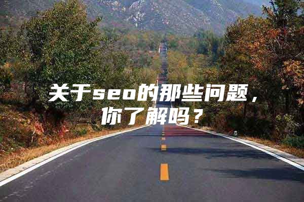 关于seo的那些问题，你了解吗？