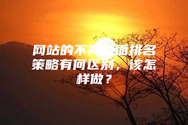 网站的不同页面排名策略有何区别，该怎样做？