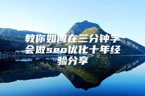 教你如何在三分钟学会做seo优化十年经验分享