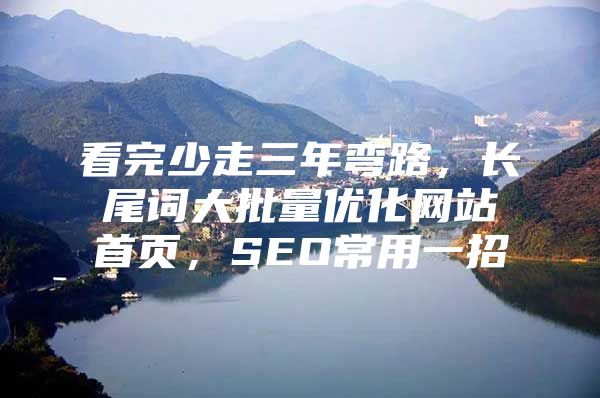 看完少走三年弯路，长尾词大批量优化网站首页，SEO常用一招