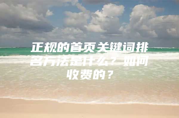 正规的首页关键词排名方法是什么？如何收费的？