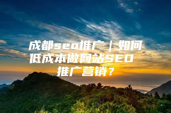 成都seo推广｜如何低成本做网站SEO 推广营销？