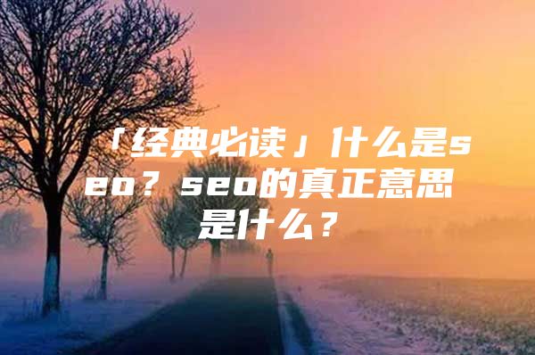 「经典必读」什么是seo？seo的真正意思是什么？