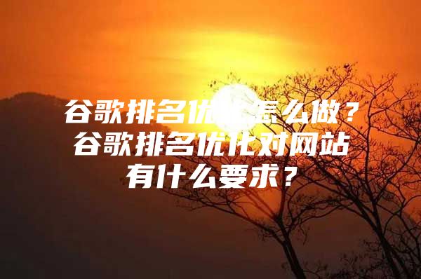 谷歌排名优化怎么做？谷歌排名优化对网站有什么要求？