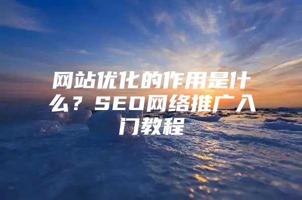 网站优化的作用是什么？SEO网络推广入门教程