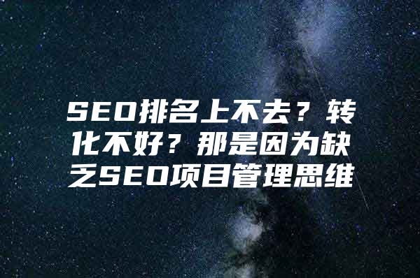 SEO排名上不去？转化不好？那是因为缺乏SEO项目管理思维