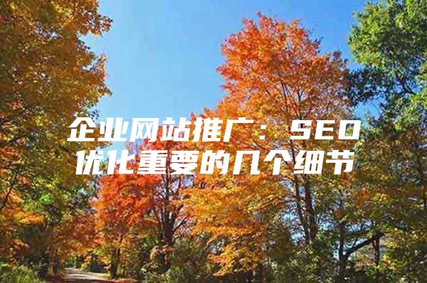 企业网站推广：SEO优化重要的几个细节