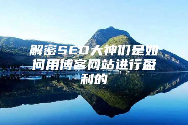 解密SEO大神们是如何用博客网站进行盈利的