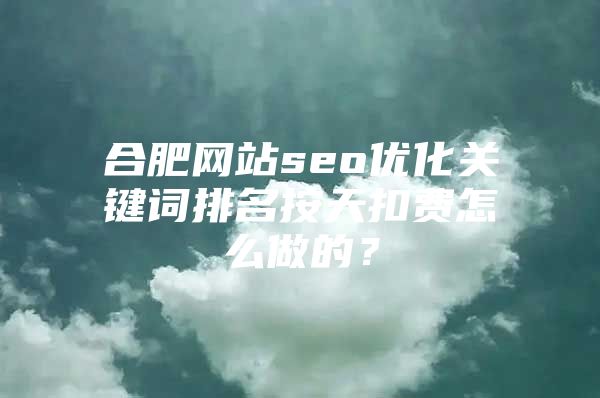 合肥网站seo优化关键词排名按天扣费怎么做的？