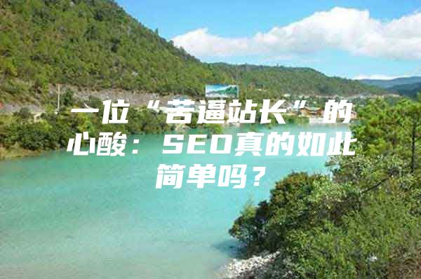 一位“苦逼站长”的心酸：SEO真的如此简单吗？