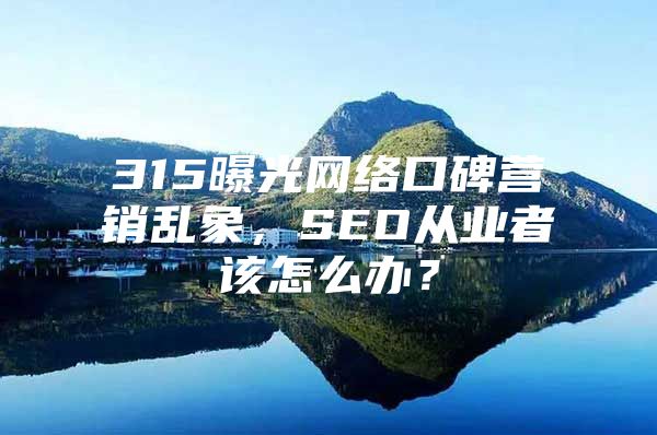 315曝光网络口碑营销乱象，SEO从业者该怎么办？